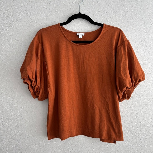 Cuyana Organic Pima Cotton Puff Balloon Sleeve Ginger Orange Tee Shirt Large - Picture 3 of 6